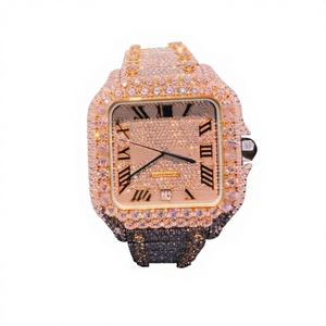 Reloj de Pulsera de Alta Calidad, Automático, Cuadrado, de Acero Inoxidable, con Esfera de Cristal, Analógico, con Diamantes y Moissanita, Resistente al Agua 10 Bar - Product Image 1