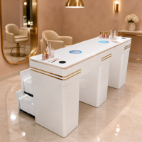 Tables de manucure modernes en bois avec dépoussiéreur pour usage professionnel double poste en salon de manucure commercial