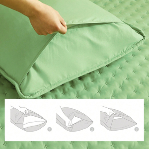 סט מצעים מיקרופייבר עם דוגמת פרחי שזיף ירוקים בוהקים, 80 גרם, עמידים בצבע, קלים לטיפול, סט שמיכת פוך - Product Image 6