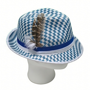 Vintage Faux Leather Fedora <b>Hat</b> with Diamond Pattern for Party & Travel Costume - Product Image 2
