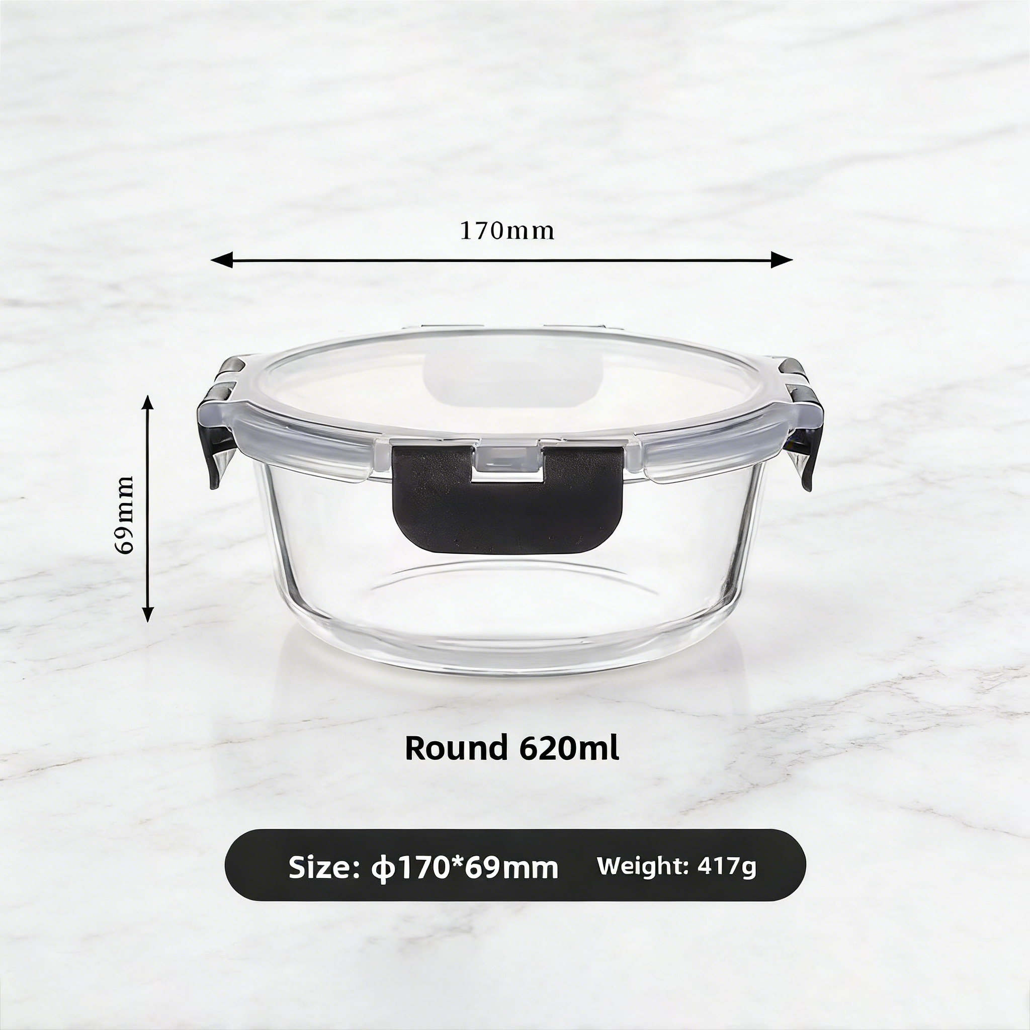 Transparente - redondo de 620ml