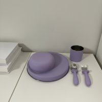 Ensemble repas bébé 2026 en silicone alimentaire et acier inoxydable 304, non toxique, cuillère, fourchette, bol, assiette pour tout-petits