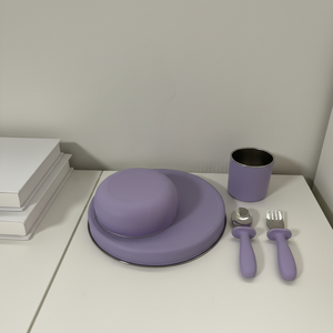 Ensemble repas bébé 2026 en silicone alimentaire et acier inoxydable 304, non toxique, cuillère, fourchette, bol, assiette pour tout-petits - Product Image 3
