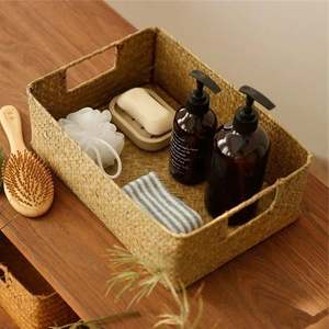 Panier mural en jute tissé à 3 niveaux paniers pour décorations 3 tons bleu Boho rotin naturel seau à vêtements Imitation stockage ensemble de 2 - Product Image 5