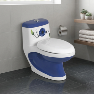 Piège à toilettes en une pièce avec bidet décoratif au sol, WC, siège à fermeture en douceur, articles sanitaires de salle de bains modernes, Aqua Green - Product Image 4