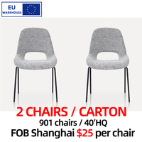 Stock UE 2 pièces/carton Chaise de salle à manger rembourrée avec pieds en métal, chaises de salle à manger confortables, éponge haute résilience, chaise de salle à manger design