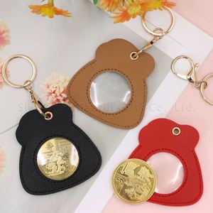 Nuevo Estilo RTS Llavero Portamonedas de Cuero PU, Estuche de Exhibición Portátil para Medallón AA, Moneda de la Suerte, Moneda de Desafío Estándar y Llavero Decorativo - Product Image 3