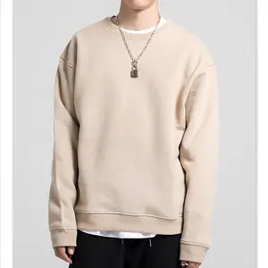 Plain blank winter streetwear heavy cotton custom men oversized crew neck sweater