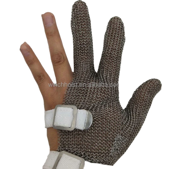 Three Fingers Stainless Steel Ironing Gloves Mesh Cutting Cut Resistant Chain Saw Gloves