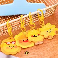Pendentif de sac en acrylique personnalisé découpé au laser, motif soleil souriant jaune mignon, porte-clés pour sac à dos