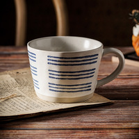 Tasses en céramique rustique peintes à la main style nordique – Idéales pour le petit-déjeuner, le café ou l'eau