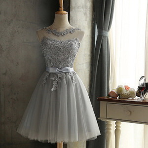 Bridesmaid Dress A-Line Tulle Sleeveless Sweetheart Neckline Short Formal Wedding Party Dress White Red Champagne Silver Gray - Product Image 4