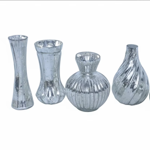 Jarrón de Vidrio Plateado Estilo Vintage, Elegante Centro de Mesa Decorativo para Bodas, Fiestas y Decoración del Hogar, Porta Flores de Lujo - Product Image 1