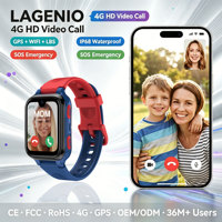 Montre connectée pour enfants LAGENIO haut de gamme K9 AI, écran carré de 1,78 pouce, appel vidéo, SOS, GPS, LBS, suivi WIFI, IP68, carte SIM 4G, CE, RoHS