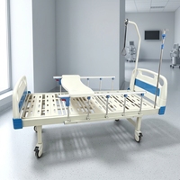 Lit d'hôpital manuel à double manivelle en acier inoxydable, 2 fonctions, certifié CE, équipement médical, fournitures hospitalières