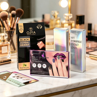 Boîtes d'emballage cosmétiques portables écologiques auto-assemblables personnalisées avec gaufrage et pelliculage mat pour rouge à lèvres et crayon à sourcils