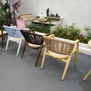 Silla de jardín con marco de aluminio de alta calidad, sillón de estilo francés usado con cuerda para restaurante y comedor - Product Image 6