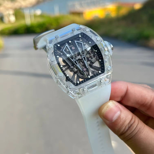 นาฬิกาข้อมือจักรกล Tourbillon ตัวเรือนคาร์บอนไฟเบอร์ทรง Tonneau น้ำหนักเบาพิเศษ หรูหรา สำหรับทุกเพศ รุ่น 27-03 สายยางคุณภาพสูง นาฬิกาสปอร์ต - Product Image 5