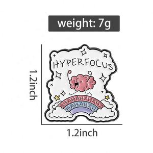 ADHD Hiperfokus Beyin Emaye Rozetleri Ruh Sağlığı Farkındalığı Metal Broşlar Yaka Rozeti Sırt Çantası Takı Toptan Satış - Product Image 6