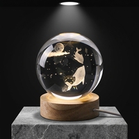 Lampe de nuit en forme de méduse, boule de cristal, gravure laser 3D, lampe de bureau USB, cadeau
