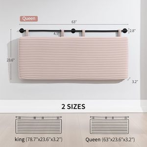หัวเตียง <span class=keywords><strong>UEV</strong></span> ขนาดควีนไซส์ ดีไซน์ทันสมัย หุ้มผ้ากำมะหยี่ พร้อมปลอกหุ้มที่ถอดออกได้ แบบติดผนัง ลายร่อง ดีไซน์หรูหรา สีชมพู - Product Image 2