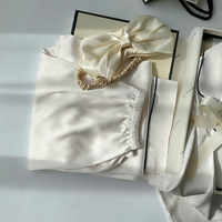 Piyama Sutra Es Wanita Musim Semi dan Gugur, Model Lengan Panjang Warna Solid, Setelan Baju Tidur Sederhana nan Elegan
