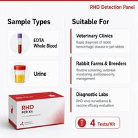 Kit de Prueba PCR de Ácido Nucleico para la Enfermedad Hemorrágica del Conejo (RHD), Certificado CE Clase II, Preciso para Granjas y Hospitales Veterinarios, 1 Año de Duración