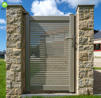 Portail battant simple en aluminium à design moderne personnalisé, clôture de ferme, modélisation 3D - Écologique, résistant à la décomposition et à la corrosion, pour jardin
