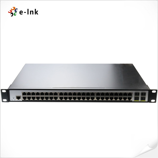 52 Port Full Gigabit L2+ Managed Ethernet Fiber Switch SNMP 48 802.3at PoE Ports 4 100/1000Base-X SFP Slots 104Gbps Non-blocking
