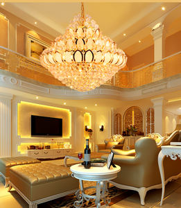 Personnalisé Hôtel <span class=keywords><strong>Foyer</strong></span> Villa Mariage Pendentif Lumières Haut Plafond De Luxe Grand Empire Or Long K9 Lustre En Cristal - Product Image 4