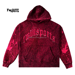100% algodón transpirable hombres ácido lavado Sudadera con capucha de alta calidad personalizado serigrafía cuello con capucha patrón sólido personalizable - Product Image 1