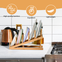 Égouttoir à vaisselle 100 % bambou, type sur pied, à un seul niveau, pour assiettes et plateaux de service