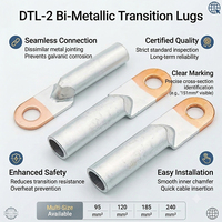 Embout de câble bimétallique DTL à soudure par friction, en cuivre et aluminium, 10mm² à 630mm², connecteur de puissance de transition, plaqué laiton, 1000V