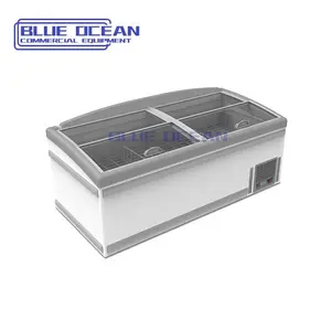 도매 220v 냉장고 유리 도어 섬 냉동고 깊은 디스플레이 냉동고 단일 온도 냉동고-18C
