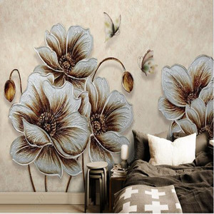 Hermoso piso papel 3d etiqueta rosa Flor de pared papel pintado mural casa assesories de 60x96inches - Product Image 5