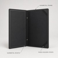 Porte-menu minimaliste en cuir PU couleur anthracite, avec cadre argenté, pour restaurant, format A4, pour liste des vins