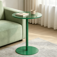 Table basse design en fer, table d'appoint de salon, mobilier de maison vert minimaliste de luxe léger de style mi-siècle pour balcon et chambre