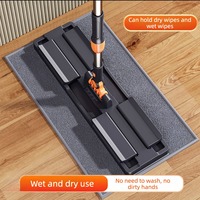 Serpillère plate à clipser en microfibre, serpillère électrostatique pour le nettoyage des sols en carrelage et en bois dur, lavable et réutilisable