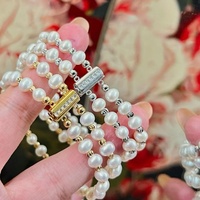 Bracelet en perles d'eau douce naturelles de haute qualité AAA de 4-5 mm, double rangée, forme de pomme de terre, avec fermoir en argent 925