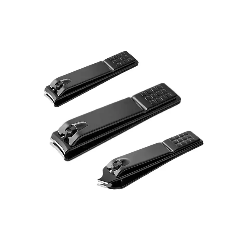 Custom Logo Professional Nail Cutter Toenail Trimmer Scissor Sharp Durable Black Stainless Steel Nail Clippers Set