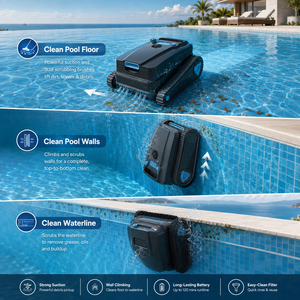 Robot <span class=keywords><strong>per</strong></span> Pulizia Piscine con Cingoli e Forte Potenza di Aspirazione, Batteria da 5200mAh, 4 Modalità di Pulizia e Funzione di Arrampicata sui Pareti - Product Image 2