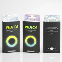 Boîte de produit mini OEM recyclable avec fenêtre brillante, impression personnalisée loup arc-en-ciel, hologramme et languette de suspension
