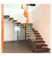 Prima Luxus Eichenholz Gerade Treppe Moderne Innentreppe für Villa Hotel mit Maßanfertigung