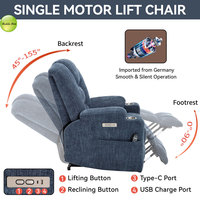 Fauteuil inclinable électrique avec massage et chaleur pour personnes âgées, canapé inclinable électrique simple avec port de charge USB et porte-gobelet S064