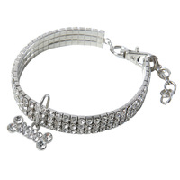 Nouvelles idées de produits en stock : Collier élastique à trois rangs de strass pour animaux de compagnie, accessoires pour petits chiens, collier pour chien
