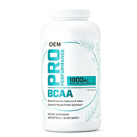 BCAA OEM 1800mg en gélules molles, mélange de Leucine, Isoleucine, Valine, complément alimentaire pour adultes, apportant de l'énergie, 240 unités