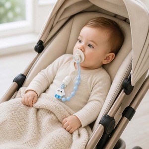 Clip de silicona personalizado para chupete con diseño de nube, cara de dibujos animados y gota de lluvia, cadena de dentición, de grado alimenticio, sin BPA, regalo para baby shower - Product Image 2