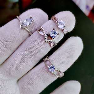 <b>Gold</b> Plated Alloy <b>Cocktail</b> <b>Rings</b> With Cubic Zirconia Prong Setting Heart Shape Glam Style Women's Daily Wear Jewelry Gift - Product Image 4