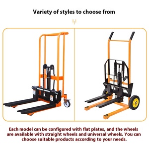 Небольшой ручной вилочный погрузчик 400 кг портативный небольшой штабелер мини-подъемная платформа ручной гидравлический грузовик малый погрузчик вилочный погрузчик - Product Image 4