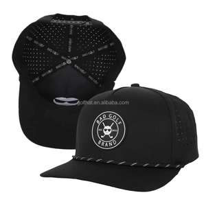 Wholesale OEM PVC Patch Logo 5 Panel Waterproof Polyester Sport Golf Hat Laser Cut Perforated <b>Rope</b> Baseball Cap - Product Image 2